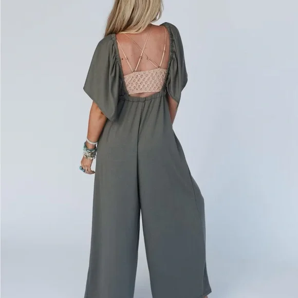 The Nest On Repeat Open Back Ruffle Jumpsuit - Picture 6 of 6